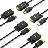 BENFEI DisplayPort to VGA 6 Feet Cable 5 Pack, Uni-Directional | DP Computer to VGA Monitor Cable Male to Male Gold-Plated Cord Compatible with Lenovo, Dell, HP, ASUS and Other Brand
