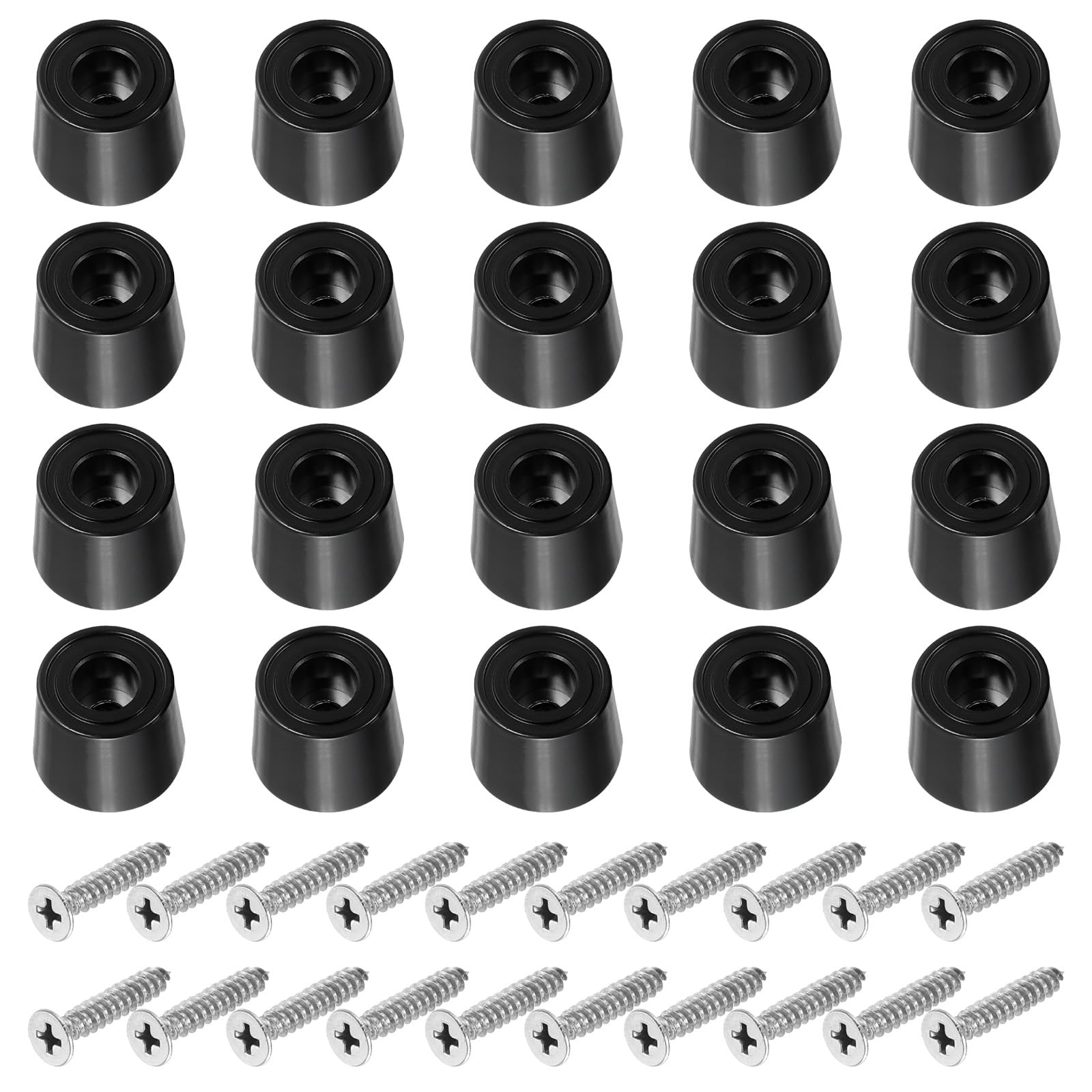 PATIKIL Cutting Board Feet,20 Pieces Non Slip Rubber Feet Bumpers with 304 Stainless Steel Screws for Cutting Board Furniture Chairs Desks 0.73"Wx0.59"H, Black