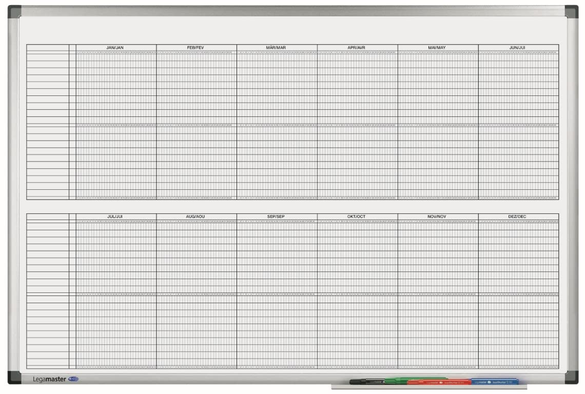 Legamaster Premium 7 414000 Magnetic Project Planner for up to 20 People Objects – Framed and Ready to Hang