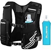 Running Vest for Women Men, Running Hydration Vest with 500ml Soft Flask & Touch-Screen Phone Pocket, Reflective Lightweight Hydration Backpack for Hiking with Adjustable Chest Waist Straps