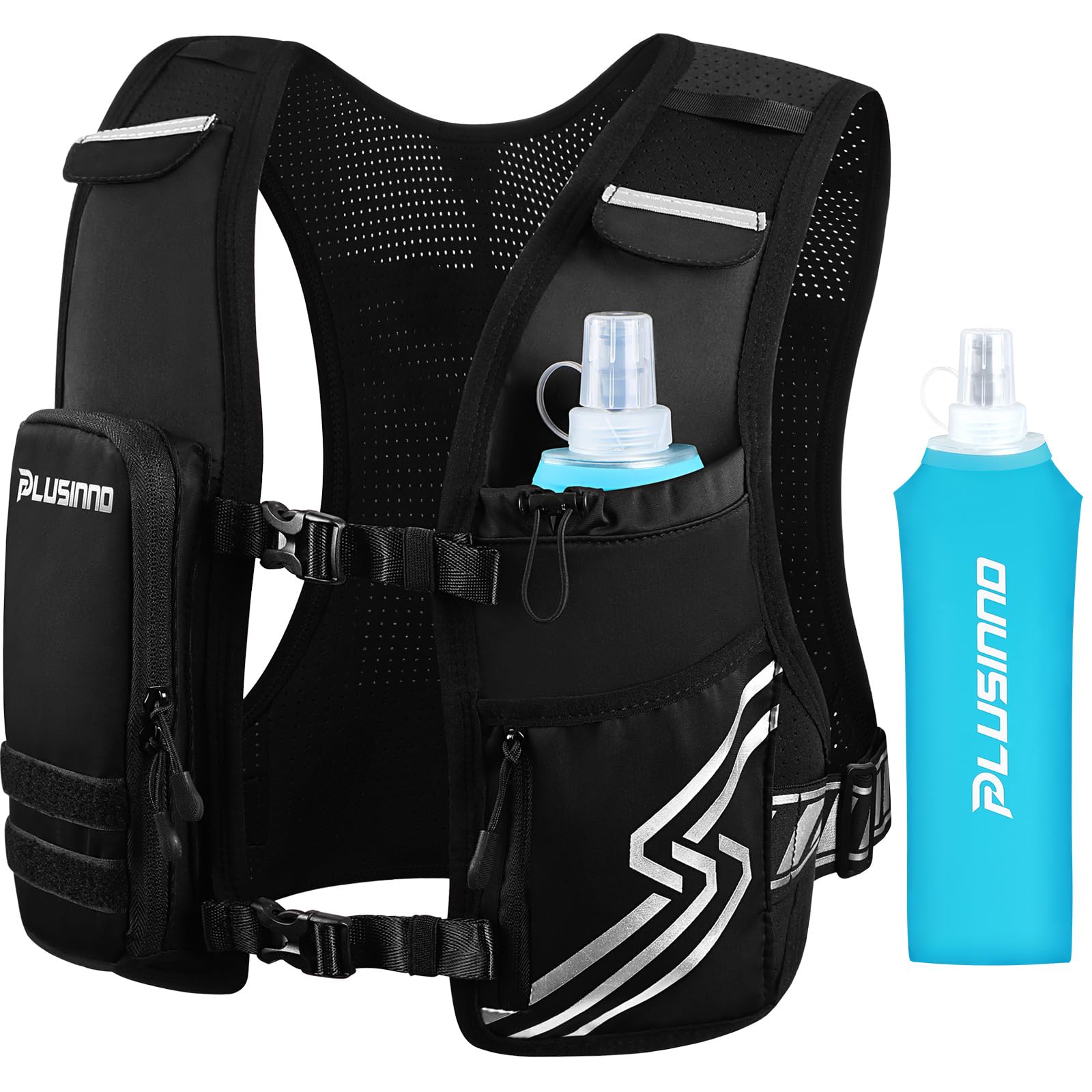 Photo 1 of Running Vest for Women Men, Running Hydration Vest with 500ml Soft Flask & Touch-Screen Phone Pocket, Reflective Lightweight Hydration Backpack for Hiking with Adjustable Chest Waist Straps M