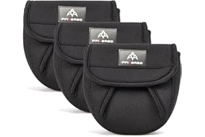 PFILERSO 3Pcs Fishing Spinning Reel Covers Bag Baitcasting Trolling Fishing Reel Protective Case Pouch Sleeve Gloves Fishing Bags Fits 1000-8000 Series Reel 3Size (Samll-3Pack)