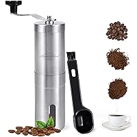 SeienvSievd Manual Coffee Grinder with Ceramic Burr Grind and Brushed Stainless Steel - Adjustable Coarseness and…