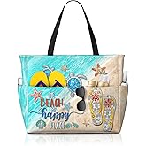 MAHIPOCI Beach Bag Tote Bags Waterproof Sandproof for Women Large Beach Tote Bag Foldable with Pockets for Weekend Vacation