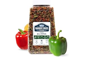 Harmony House Dried Mixed Bell Peppers, Diced – Dehydrated Vegetables for Cooking, Camping, Emergency Supply and More