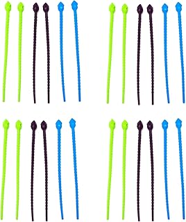 HAC24 24 Stück Silikonbänder Rouladenbinder Kabelbinder Silikon 17cm Wiederverwendbare Silikonbinder Beutelverschluss