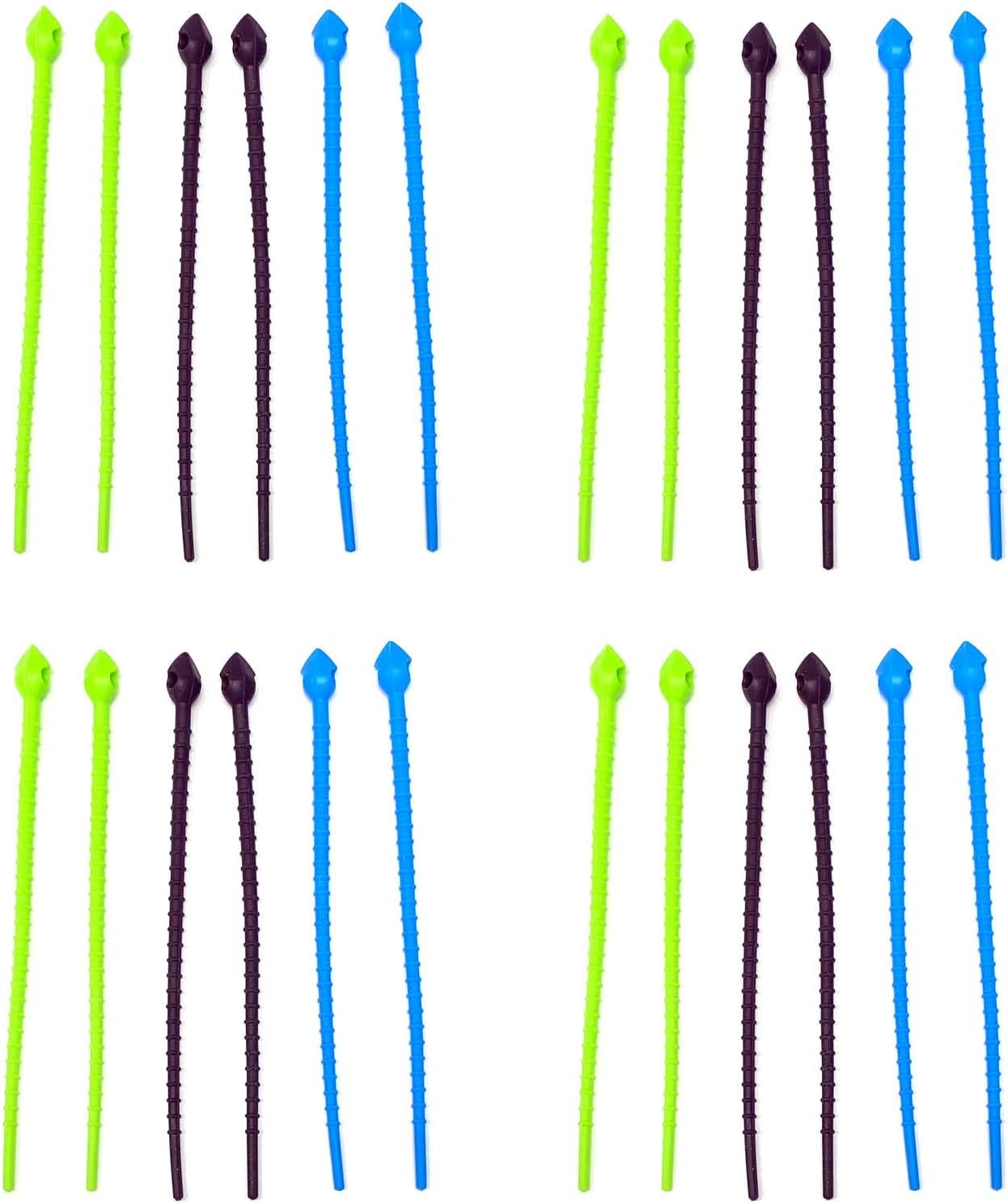 HAC24 24 Stück Silikonbänder Rouladenbinder Kabelbinder Silikon 17cm Wiederverwendbare Silikonbinder Beutelverschluss