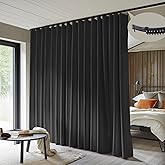 MaKefeile Room Divider Curtains with Flexible Ceiling Curtain Tracks Set,100% Blackout Floor to Ceiling Curtains Patio Sliding Door Curtains (Black Drape & Black Rail W 8.3 × H 7 FT)