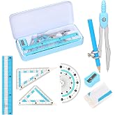 Compass Geometry Tool Geometry Set Drafting Drawing Compass and Protractor Set with Box Math Geometry Compass for Geometry Metal Compass Geometry Kit Drawing Tool for Measuring Drawings Study