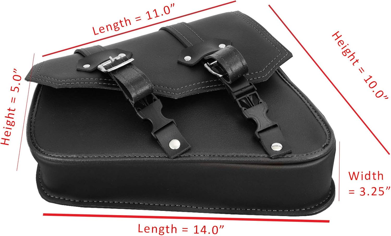 061-Black Motorcycle Saddle bag Leather Motorbike Solo Left side Single Equipment Storage Organizer Seat pack Saddle bag Waterproof Storage tool Box Black - Image 3