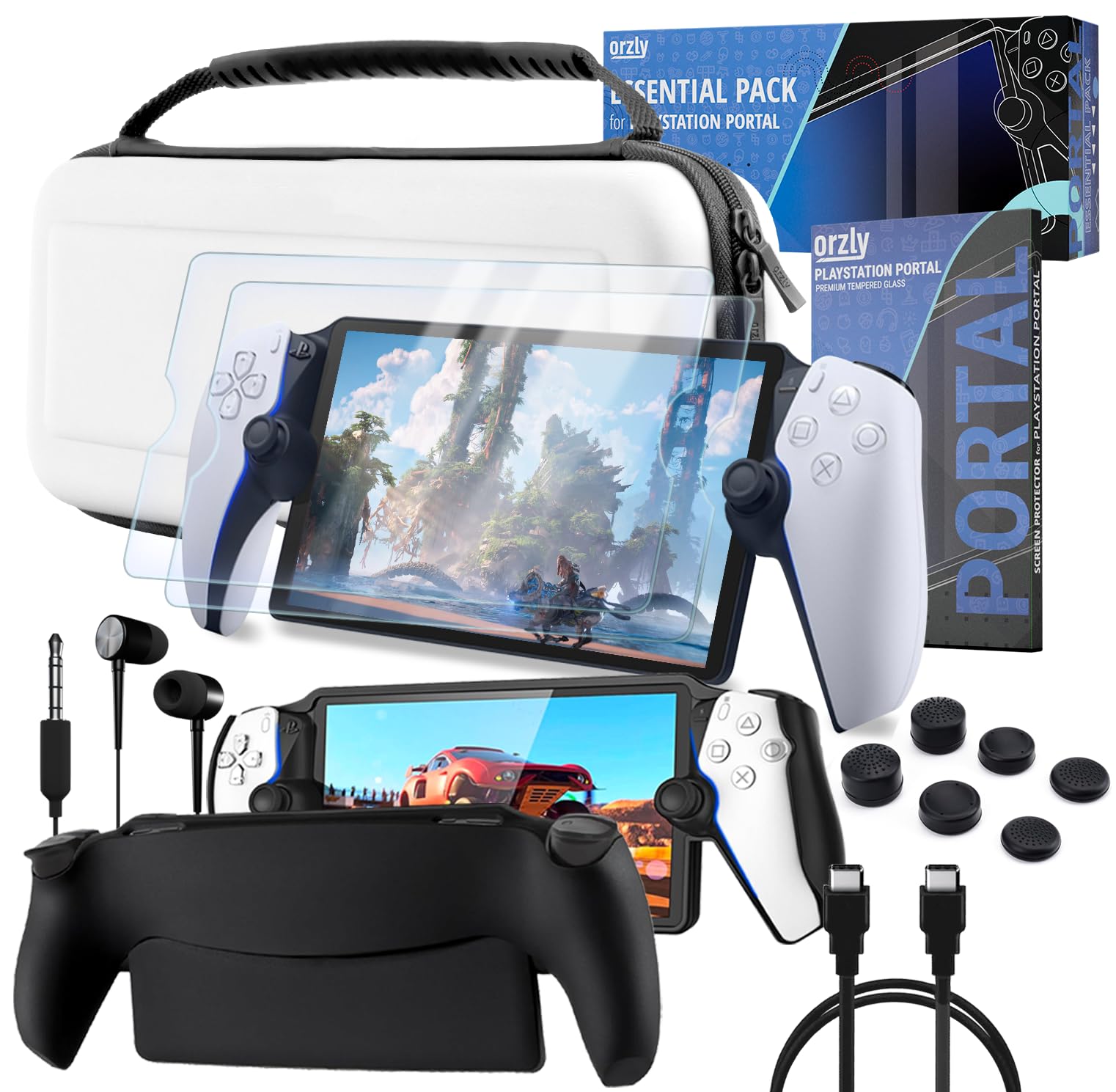 Photo 1 of Accessories Bundle designed for playstation Portal Case and Screen Protector Headphones Grip Case charge cable thumb grip and more enabling enhanced remote game play White - Gift box Edition
