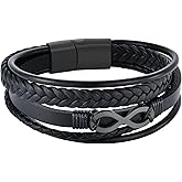 Raymard Mens Infinity Bracelet - Premium Leather Bracelet for Men with Stainless Steel Clasp