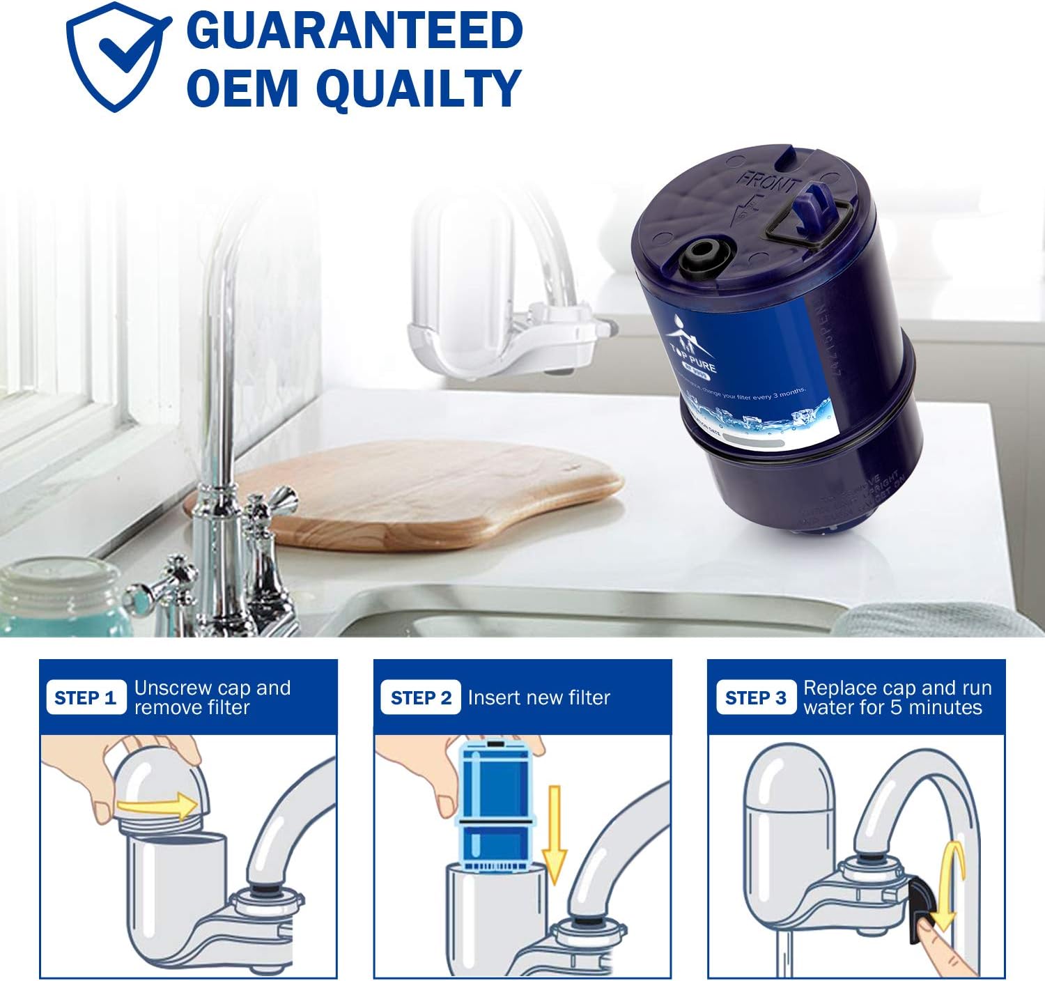 FilterPro RF-9999 Water Filter, Compatible with Pur RF9999 Faucet Replacement Water Filter (3 Pack): Home & Kitchen