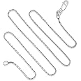 925 Sterling Silver 1MM Box Chain Italian Necklace Lightweight Strong - Lobster Claw Clasp 16" - 36"