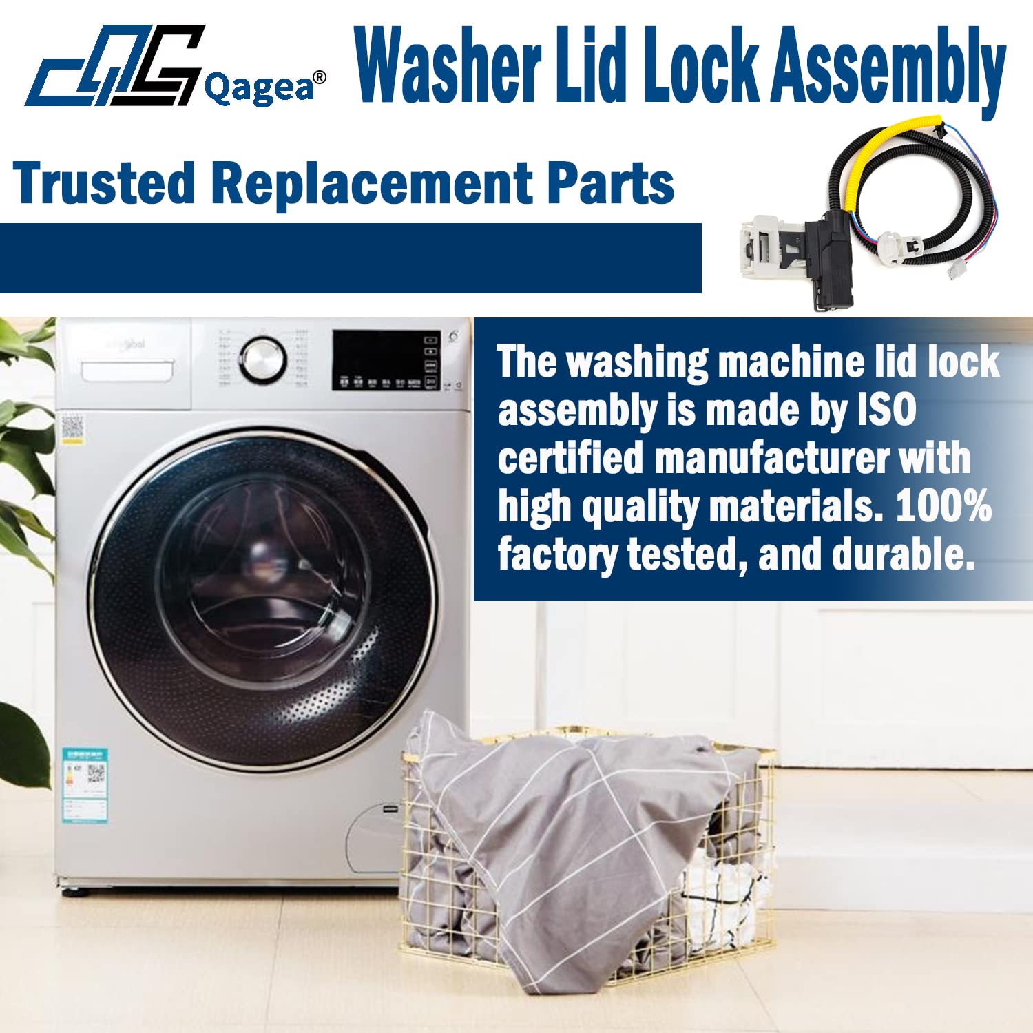 Washer Lid Lock Assembly (3-Wire) W11307244 W10682535 Fit for Whirlpool Maytag Amana Kenmore, Washing Machine Door Latch Assembly Replaces W10838613 W10838613VP W11253733 PS12704713 W10682535