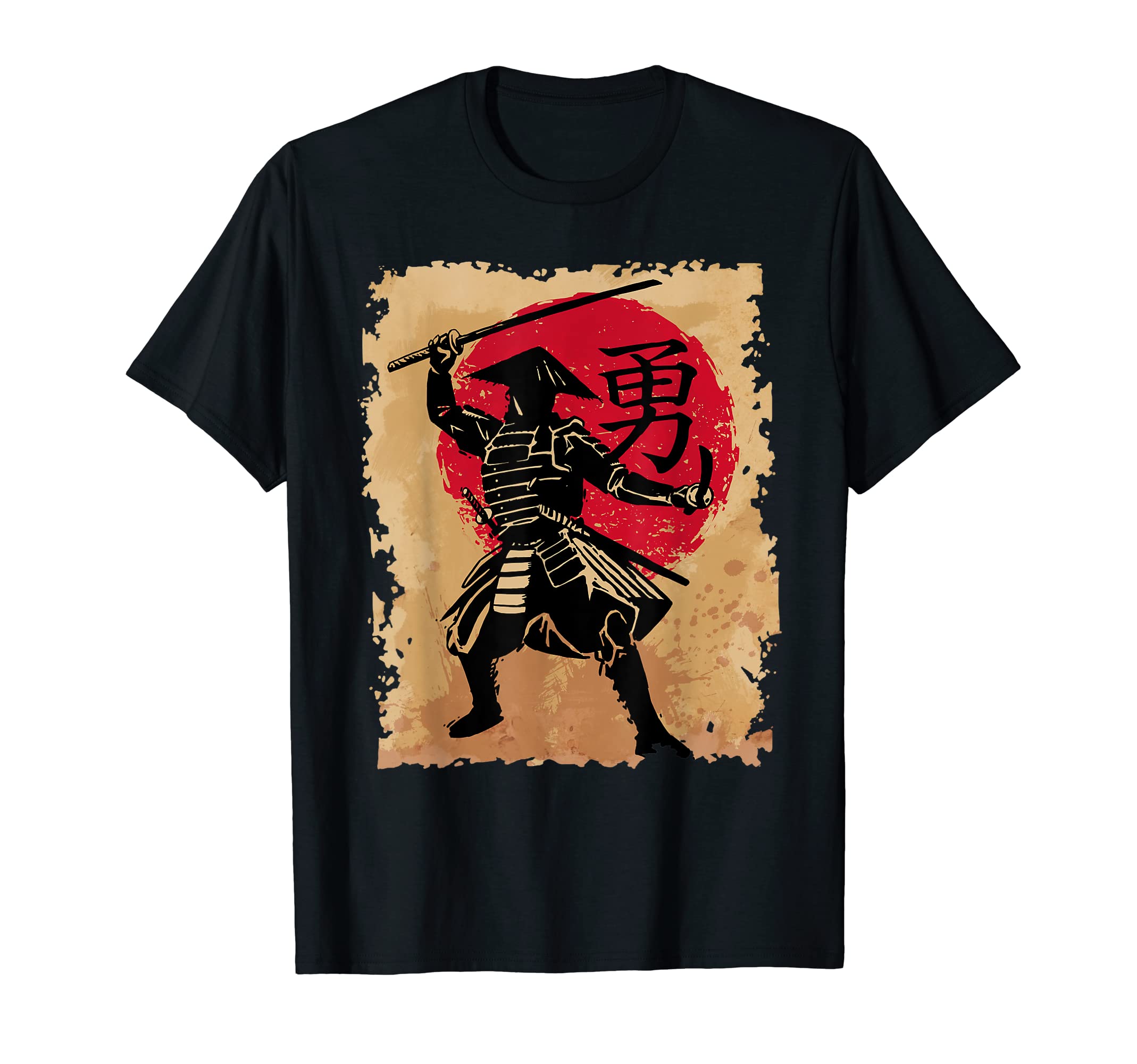 Japanese Samurai Papyrus Sun Japan Calligraphy Warrior T-Shirt