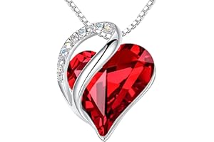 Leafael Necklaces for Women, Infinity Love Birthstone Heart Crystal Pendant, Birthday Jewelry Gifts for Her, Mom, and Wife, Silver Plated, 18 plus 2 inch Adjustable Chain