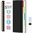 5 Subject Notebooks College Ruled, Spiral Lined Notebook with Removable Dividers, 300 Pages 100GSM Thick Spiral Writing Journal for Women & Men, Large A5 Notebooks for Work, School Supplies, 6" x 8"