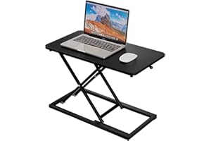 yoopin Standing Desk Converter Matte Black, Stand up Desk Riser on The Table，Adjustable Height Table top Apply for Laptop and Single Monitor Workstation Office Use.