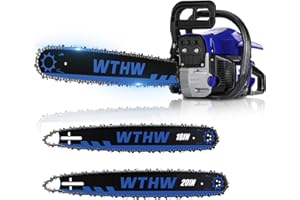 WTHW 58 cc Gas Powered Chainsaw, 20 in & 18 in Quick-Switch Bars – 550 ml Fuel 260 ml Oil Tanks, Automatic Chain Oiler, Centrifugal Air Filter, Quick Start, Inertial Chain Brake (WH5811)