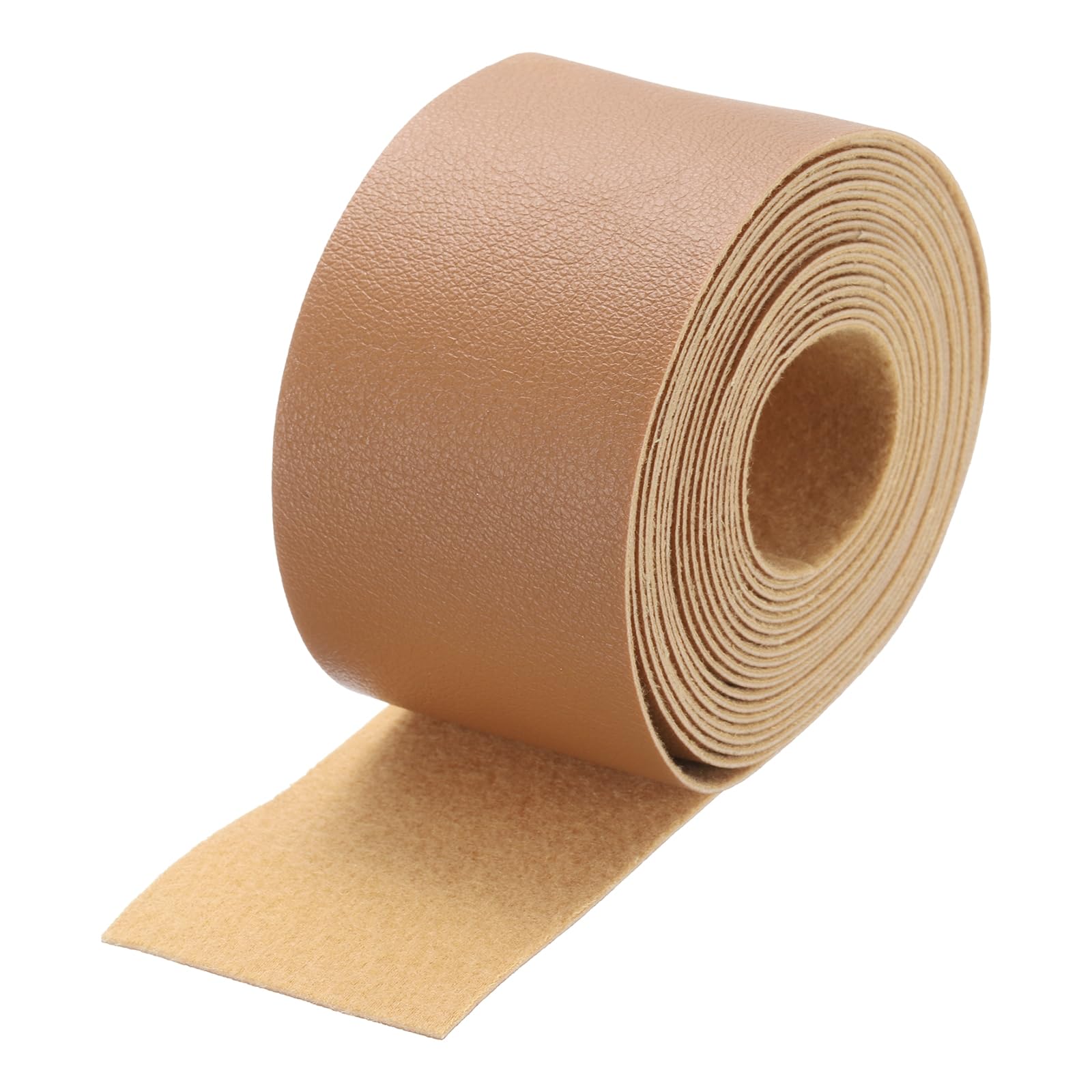 DMiotech 1 Pack 2 Inch x 4 Yard Faux Leather Strip Furniture Cover Fabric Skin Light Brown PU Leather Roll for Handmade DIY Craft Projects