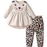 Eghunooy Baby Girls Clothes Set 2 Piece Long Sleeve Cartoon Pattern Infant Outfits