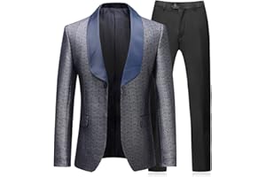 Boyland Mens 3 Piece Tuxedos Slim Fit Floral Vintage Groomsmen Wedding Suit Outfit Jacket