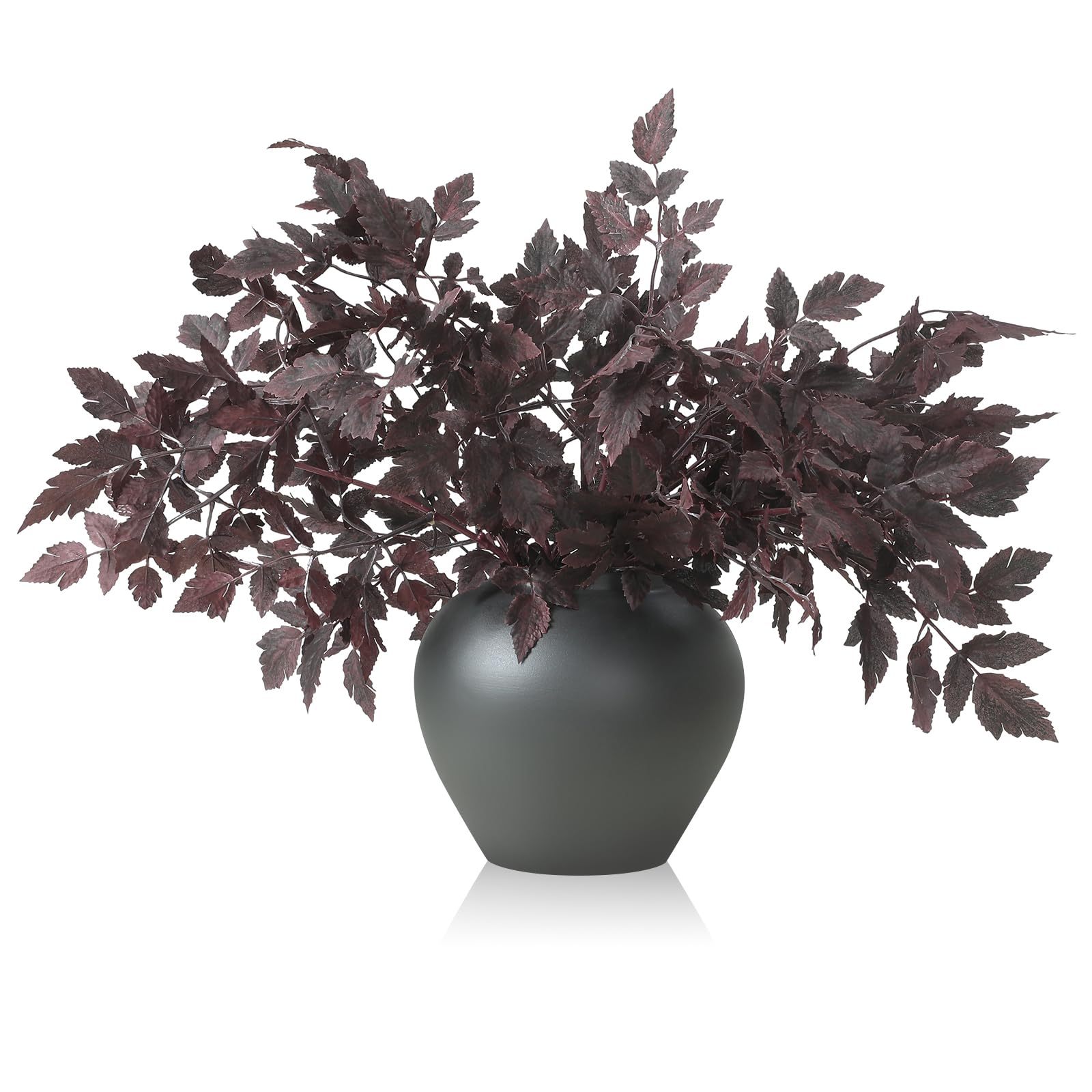 Photo 1 of Lyrow 6 Pack Artificial Cimicifuga Plant Leaf Spray Faux Plum Cimicifuga Ramosa Leaf Branch Faux Fall Spray Silk Plants for Home Vase Wedding Garden Farmhouse Table Mantel Decor (18 Inches)