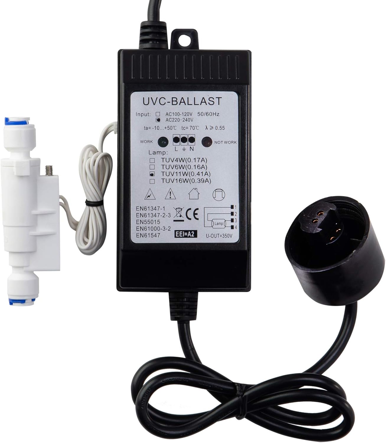 iSpring UVT11B 11Watt 220Volt UV Transformer Ballast with Smart Flow Sensor Switch for
