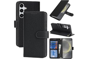 Cavor for Samsung Galaxy S24 Wallet Case with Card Holder for Women Men, Genuine Leather Flip Multi-Card Slots with Side Pock