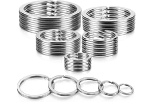 YHYZ Split Key Ring Circle Assorted, Metal Flat Round Keyring Durable in 5 Sizes (Small 1/2 inch, 3/4 inch,1 inch, 1.25 inch, 1.38 inch), for Dog Pet Collar DIY Tag Jewelry Car Key (Flat Round)