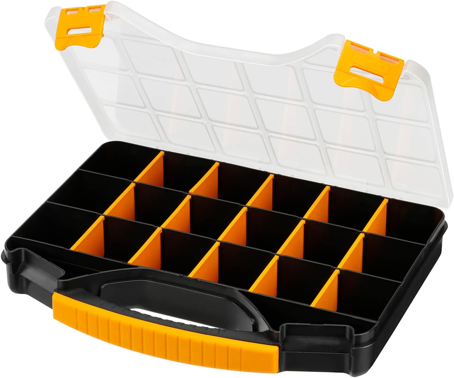 Mano 13" Plastic Organiser Storage Box with 20 Adjustable Compartments, 'Black, Yellow' - Image 3