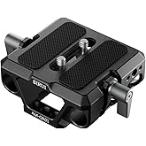 Sirui Camera Baseplate with Quick Release Base, Universal 15mm Rod Rail Mount Base Plate with Dual Clamp, LWS Rail Block for Tripod & Shoulder Support, Camera Cage Accessories, AM-QR01