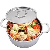 Vivicreate Tri-Ply Stainless Steel Stockpot Deep Cooking Pot with Hammered Exterior Compatible with All Stovetops Even Heat Distribution Durable Cookware for Soups Stews and More 3 QT