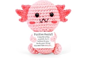 Megele Positive Crochet Animals Axolotl, Cute Handmade Back to School Teacher Graduation Birthday Gifts for Women Men, Funny Emotional Support Crochet Axolotl Stuff Decor