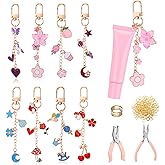 VioraWhite 8 Pcs Valentine Lip Gloss Keychains Bulk Lip Balm Exquisite Cute Charm Jewelry for Women Girl Key Purse Decor
