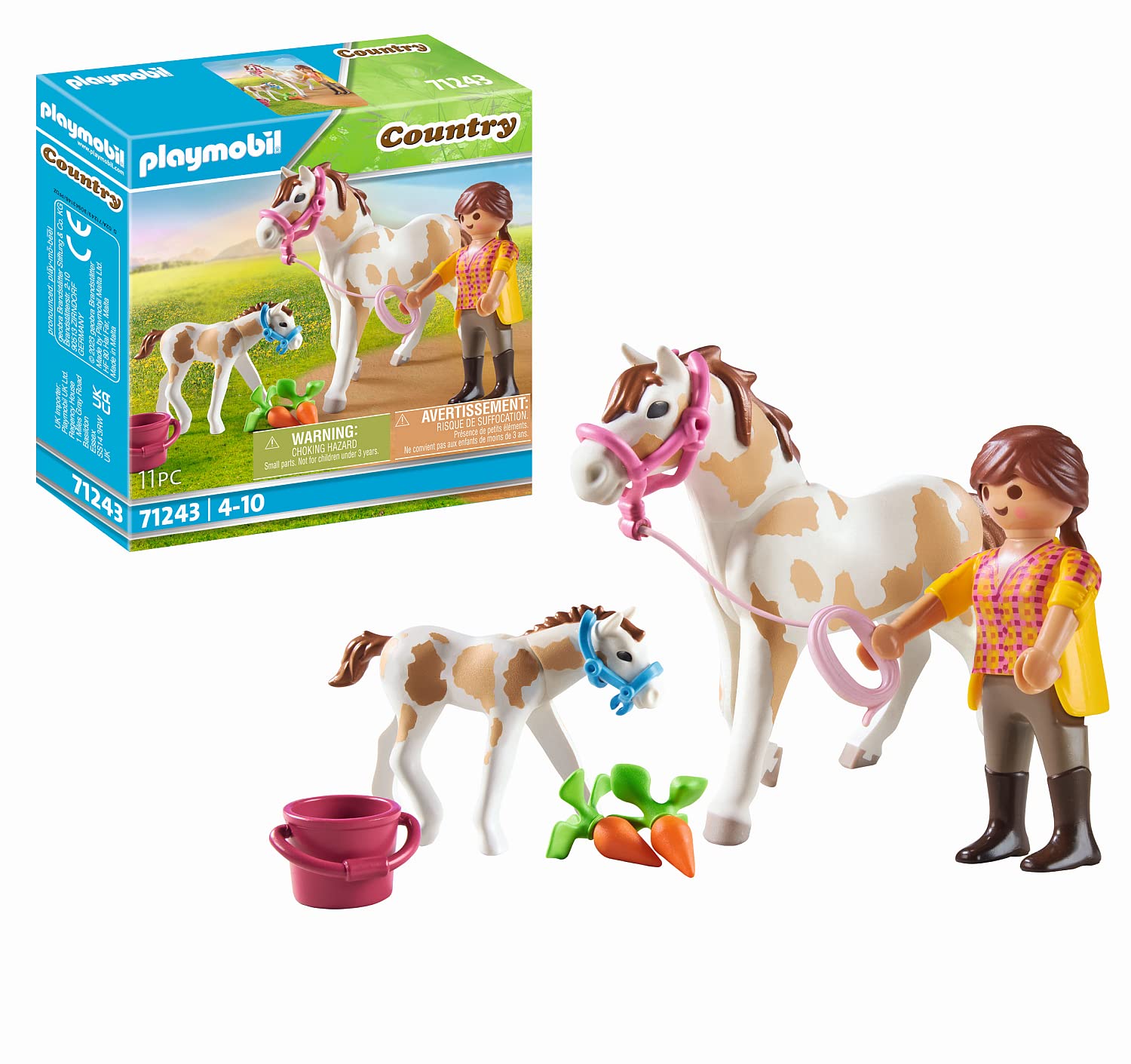 Playmobil 71243 Country Horse with Foal, pony Farm, Horse Toys, Fun Imaginative Role-Play, Playset Suitable for Children Ages 4+