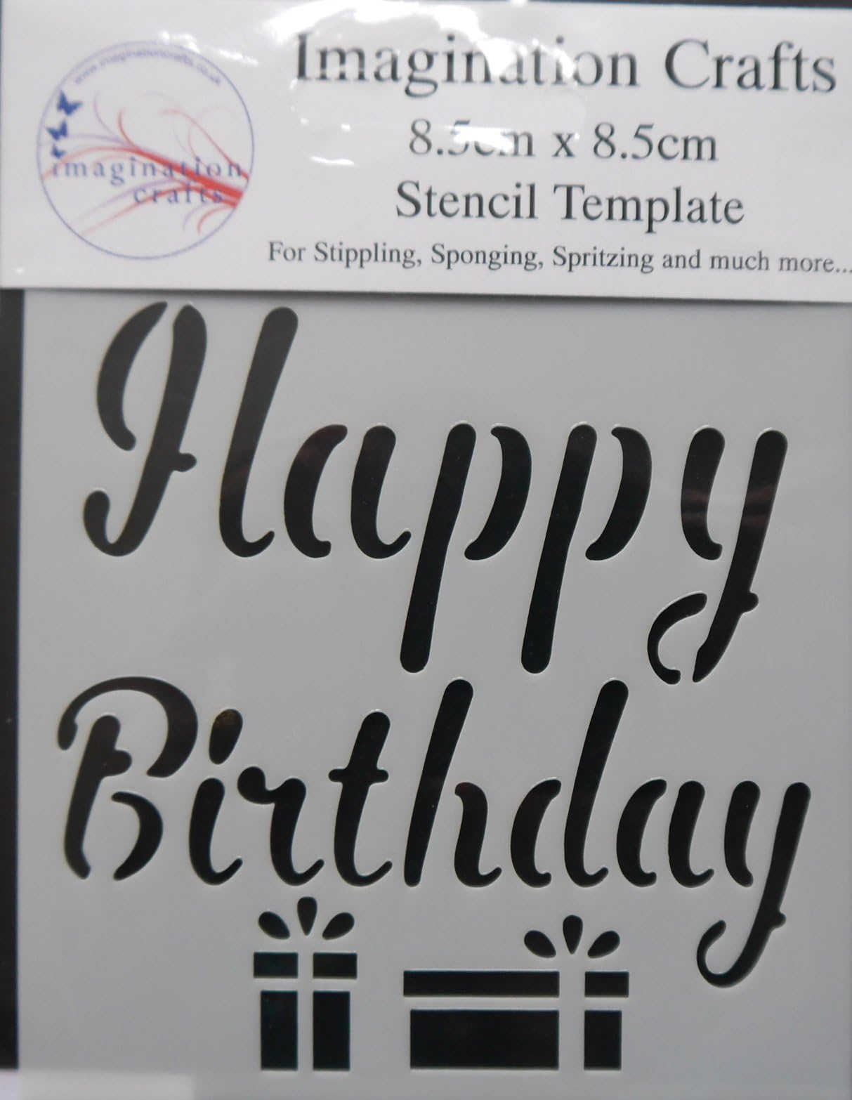 Imagination Crafts Mini Stencil HAPPY BIRTHDAY gifts 3.5 x 3.5 (8.5cm)