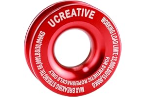 Ucreative Winch Snatch Recovery Ring 66,000 lbs for Soft Shackle and Synthetic Rope for ATV UTV SUV Truck Off-Road Vehicle Recovery Red