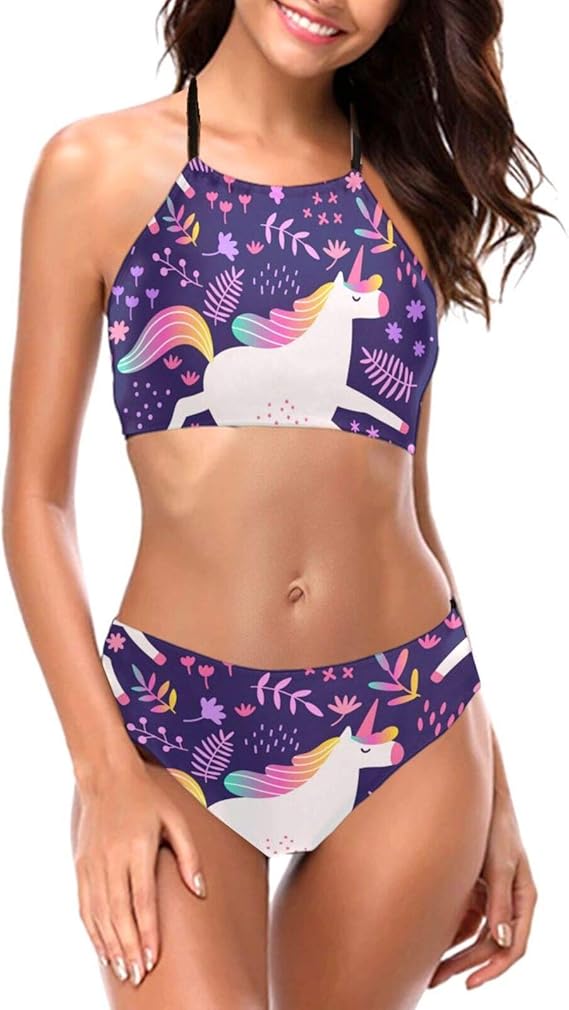 Amazon Co Jp ビキニcute Fashion Unicorn レトロ ホルタービキニ レディース 可愛い水着 女性 セクシー マイクロ 海水浴 バスト モノトーン 大きいサイズ バンドゥ ホワイト ブラック ビキニ 肌触り良い水着 綺麗な花柄 服 ファッション小物