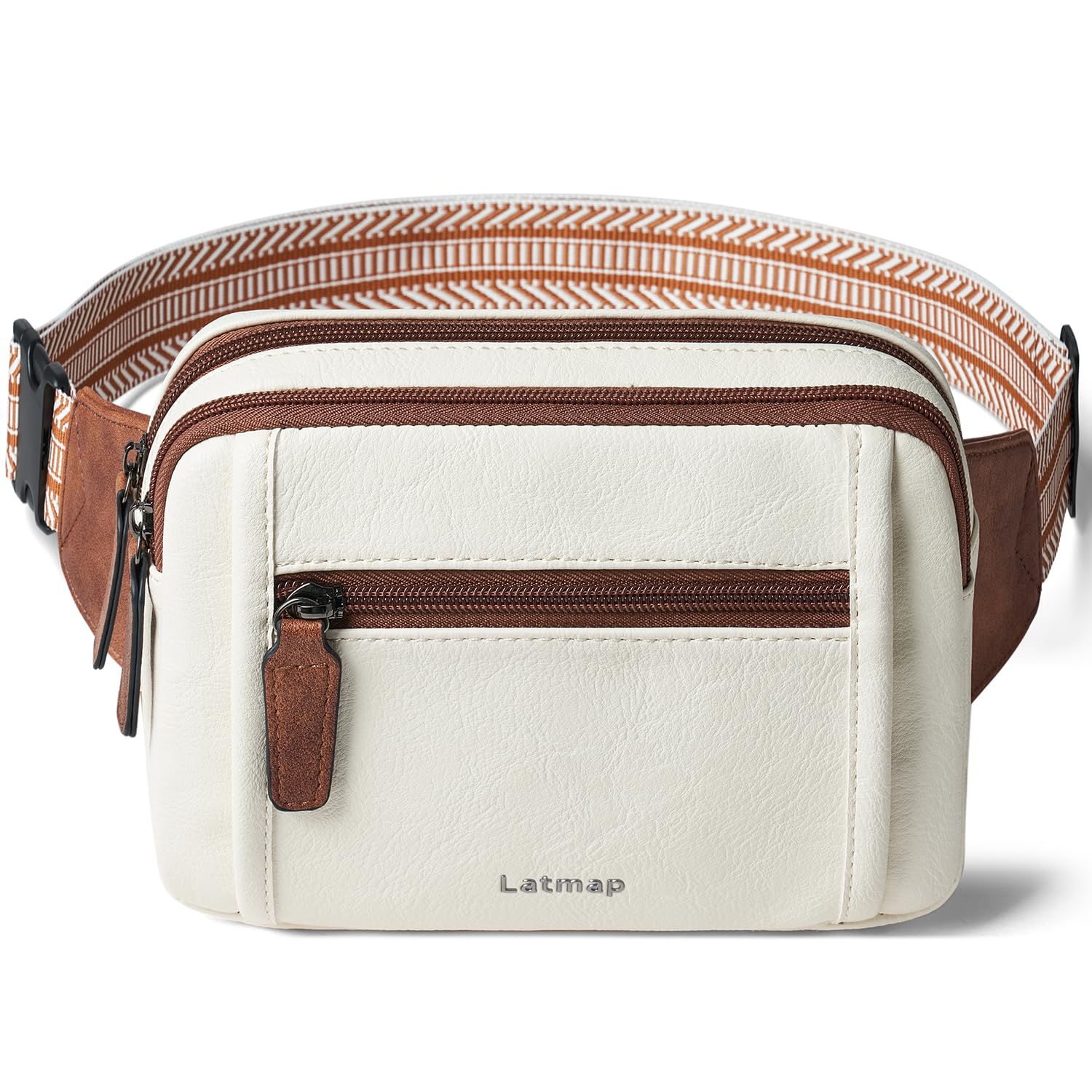 LATMAP 3L Bumbags for Ladies, Fanny Pack for Women 4-Zipper Waist Bag Women PU Leather Fashion Dog Walking Bags Waterproof Cross Body Sling Bag for Travel, Sport