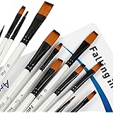 Falling in Art Paint Brushes Set, 12 PCS Nylon Professional Flat Paint Brushes for Watercolor, Oil Painting, Acrylic, Face Bo