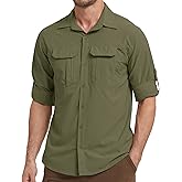 Men's Safari Shirt Long Sleeve UPF 50 Sun Protection Quick Dry Breathable Fishing Hiking Travel Shirt