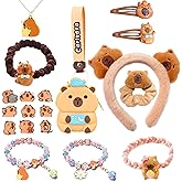 Mangpung Capybara Gifts,Kawaii Capybara Hair Accessories Gift Set Include Cute Capybara Hair Clips,Headband,Hair Band,Hair Ties,Purse,Stickers,Necklace,Bracelet,Christmas Birthday gift Set