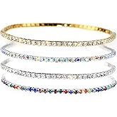 Suyi Crystal Ankle Bracelet for Women 4Pcs Diamond Tennis Stretch Anklets Elastic Foot Chain
