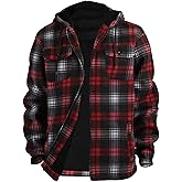 LeeHanTon Mens Flannel Jacket Heavyweight Sherpa Fleece Jackets Outdoor Hiking Casual Soft Warm Coat with Pockets
