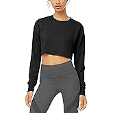 Bestisun Long Sleeve Crop Top Cropped Sweatshirt for Women with Thumb Hole