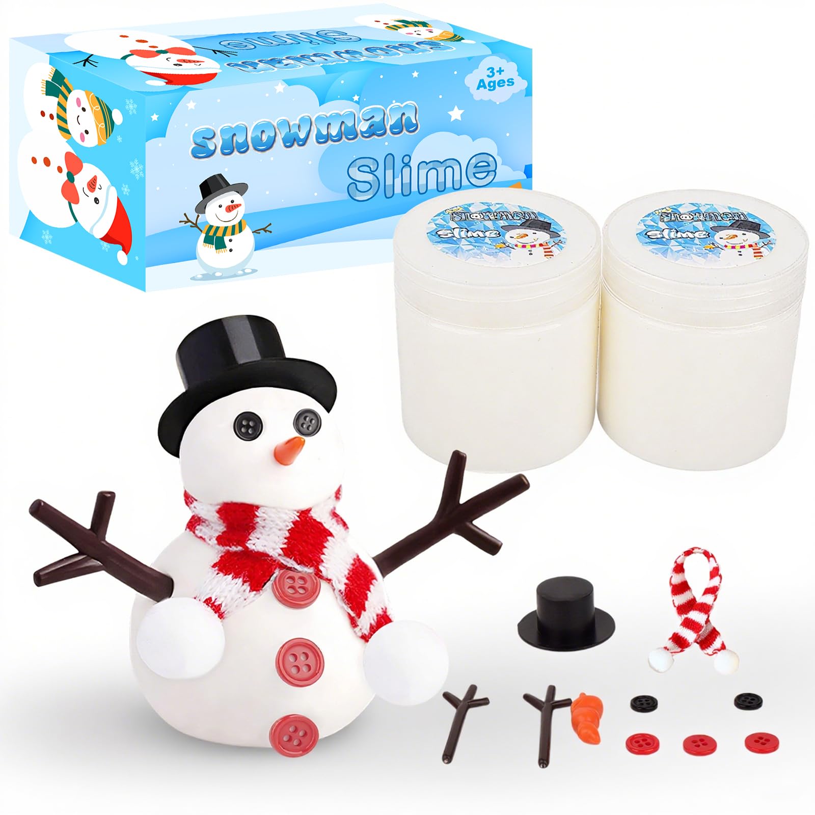 Photo 1 of 2 Pack Large-Capacity Slime Kit with Snowman Accessories,Do You Want to Build a Snowman,Build, Melt & Rebuild Fun,Desk Toy for Kids,Christmas Stocking Stuffer