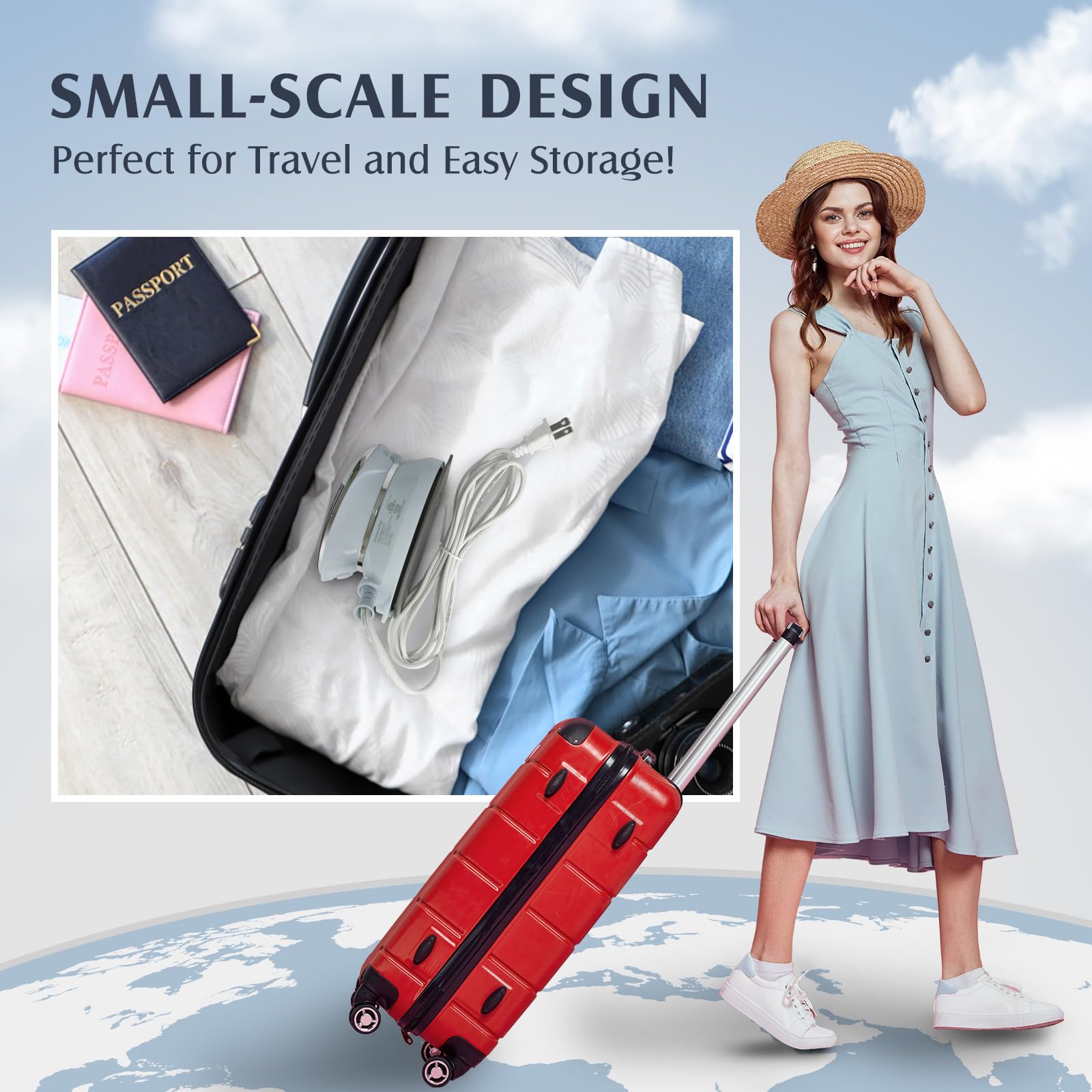 Travel Iron Mini with Steam for Clothes with Dual Voltage, Portable Mini Ironing Machine with Non-Stick Soleplate, Small Iron for Sewing, Quilting and Handcraft