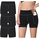 Girls Gymnastics Dance Shorts with Pockets - Kids Activewear Shorts for Volleyball Bike Cheer Ballet Pack of 3
